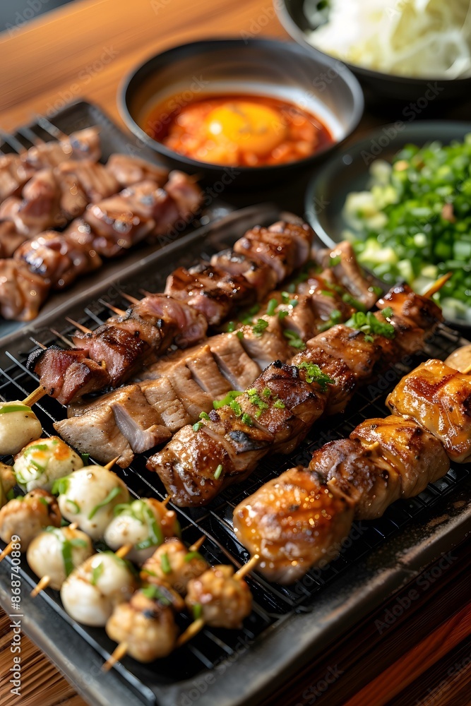 Grilled Meat Skewers on a Platter Grilled Meat Skewers on a Platter