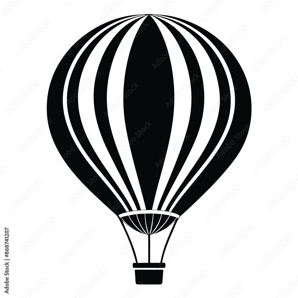 Fototapeta premium Silhouette hot air balloon vector illustration isolated on white background