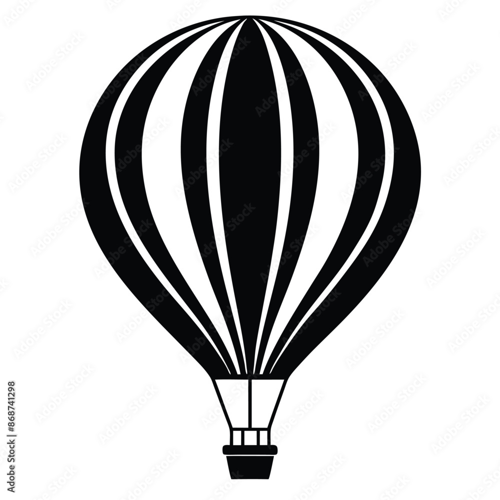 Obraz premium Silhouette hot air balloon vector illustration isolated on white background 