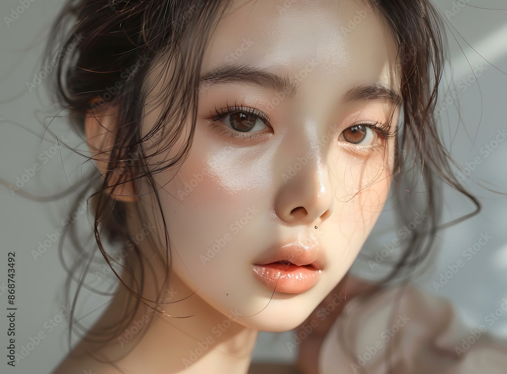 Portrait of a young woman with brown hair and brown eyes Portrait of a young woman with brown hair and brown eyes