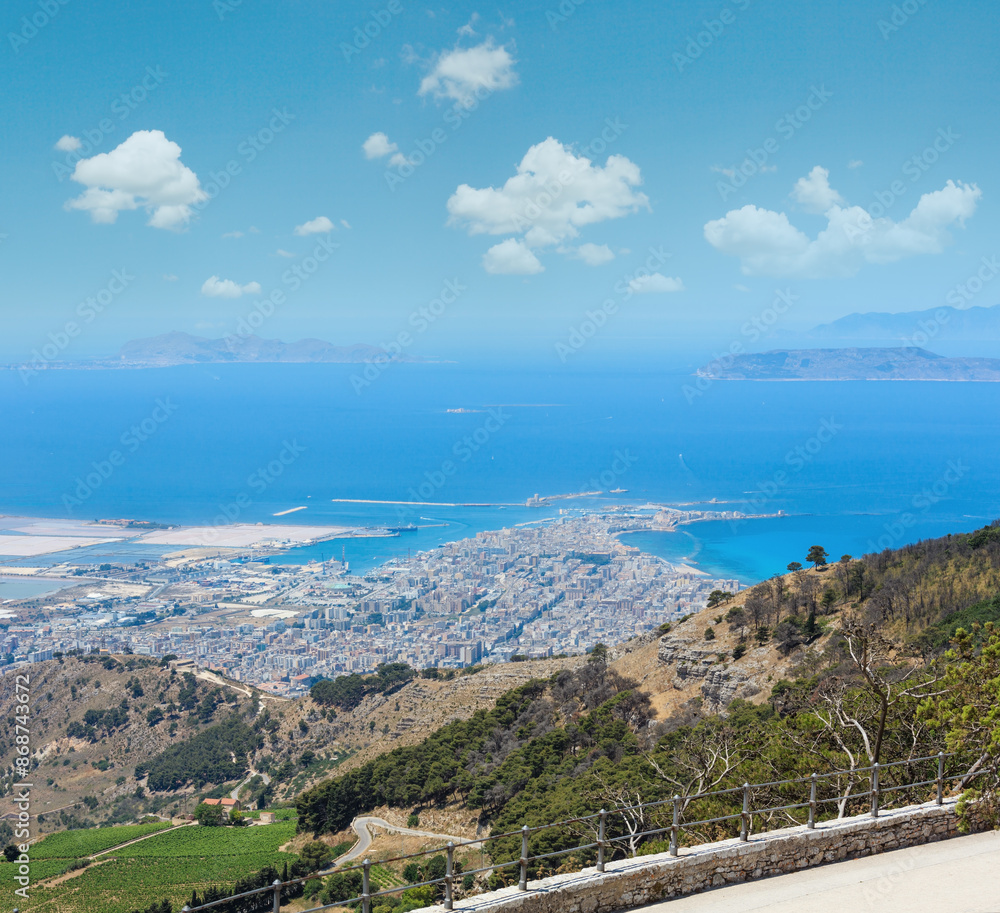 Trapani view from Erice, Sicily, Italy Trapani view from Erice, Sicily, Italy
