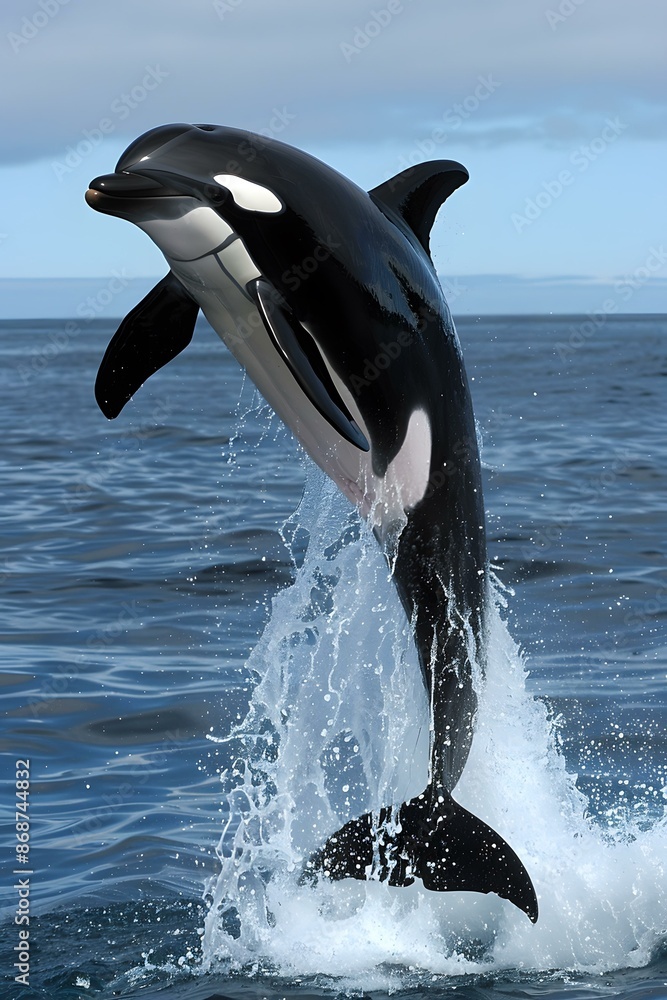 Obraz premium Leaping Orca Whale in Ocean