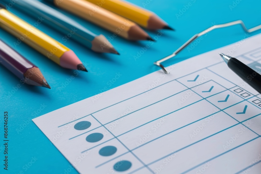 Online survey form with checkboxes for education technology and learning concept Online survey form with checkboxes for education technology and learning concept