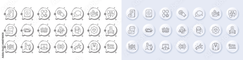 Balloon dart, Fitness and Online accounting line icons. White pin 3d buttons, chat bubbles icons. Pack of Teamwork question, Bitcoin project, Chat message icon. Vector Balloon dart, Fitness and Online accounting line icons. White pin 3d buttons, chat bubbles icons. Pack of Teamwork question, Bitcoin project, Chat message icon. Vector