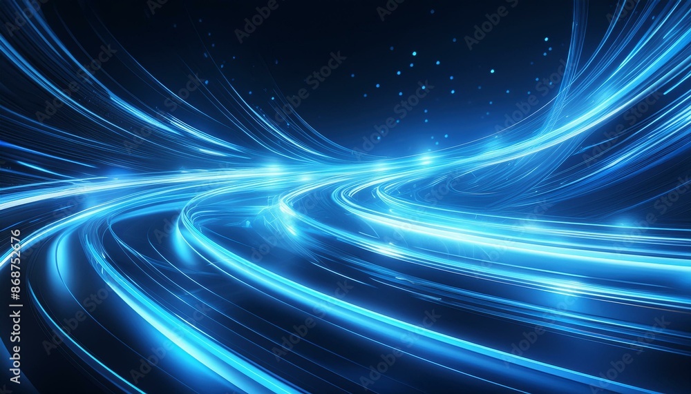 Bright blue light trails curve dynamically against a dark background, creating a sense of speed and motion.
Bright blue light trails curve dynamically against a dark background, creating a sense of speed and motion.