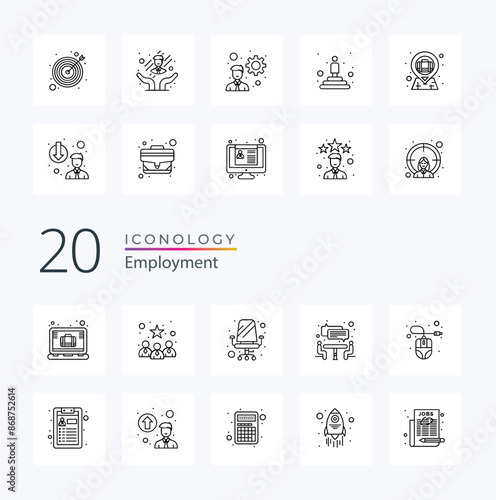 Human resources, job and employee searches, interviewing and recruiting, team work, business people big thin line Icon set - editable stroke