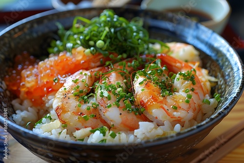 Shrimp and Rice Bowl with Green Onions