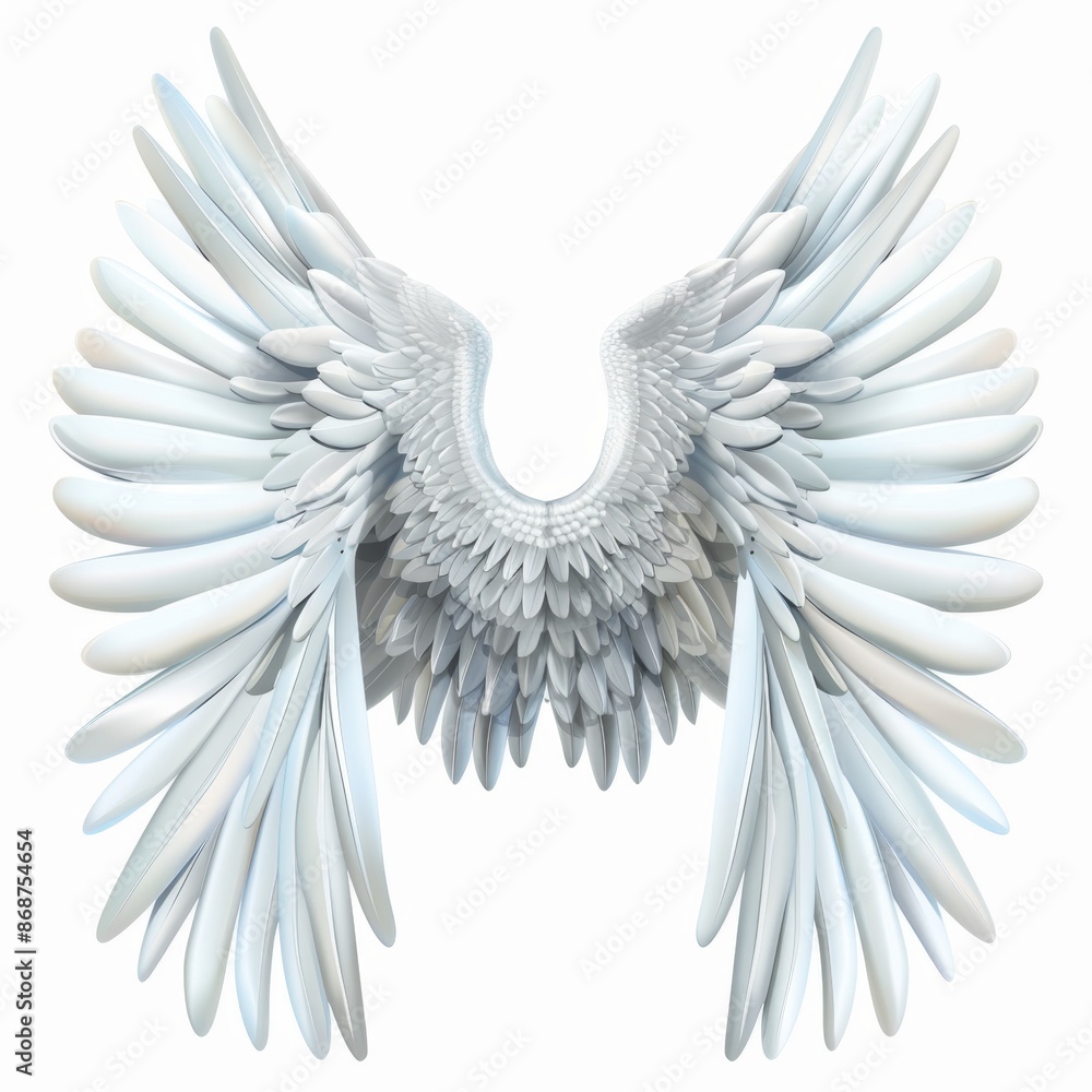 Fototapeta premium Wings icon, angel wings emblem, bird feathers silhouette, pigeon sign, spirituality symbol, elegance flight