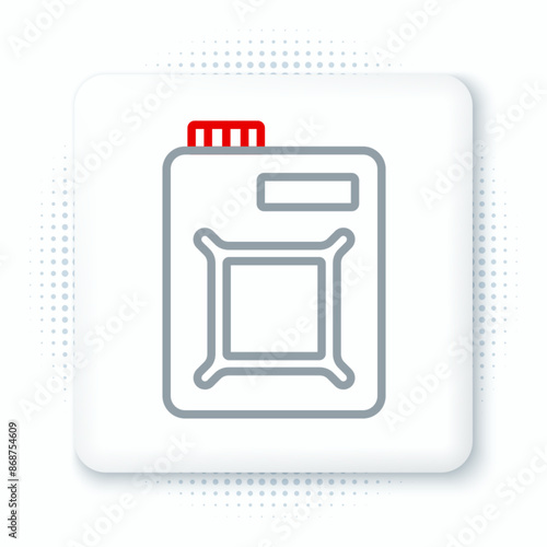 Line Canister for motor machine oil icon isolated on white background. Oil gallon. Oil change service and repair. Engine oil sign. Colorful outline concept. Vector