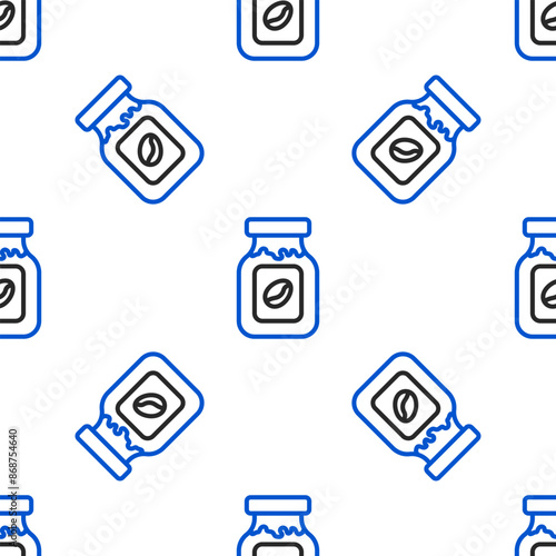 Line Coffee jar bottle icon isolated seamless pattern on white background. Colorful outline concept. Vector