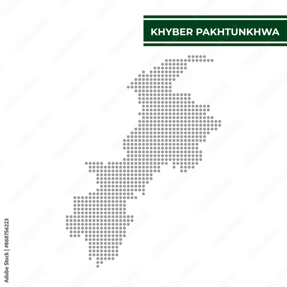 Obraz premium Dotted map of Khyber Pakhtunkhwa is a province of Pakistan