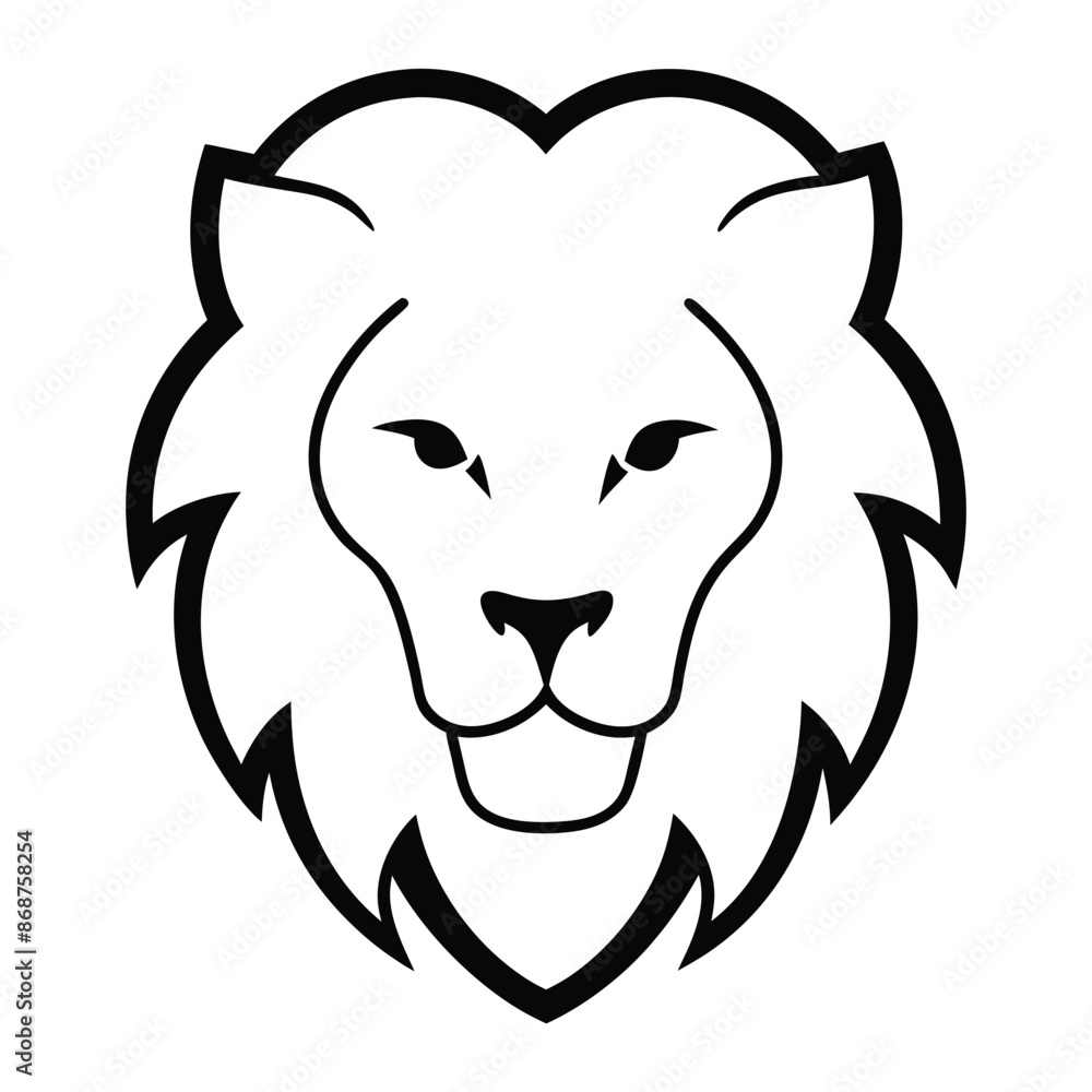 Fototapeta premium Silhouette illustration of a angry lion face, black color silhouette