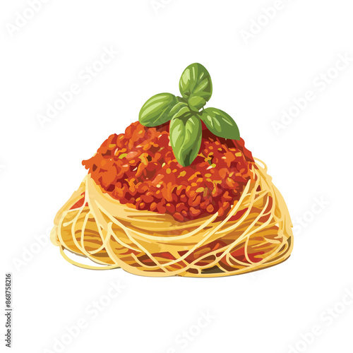 Vector illustration of Detailed Artwork of Spaghetti Bolognese