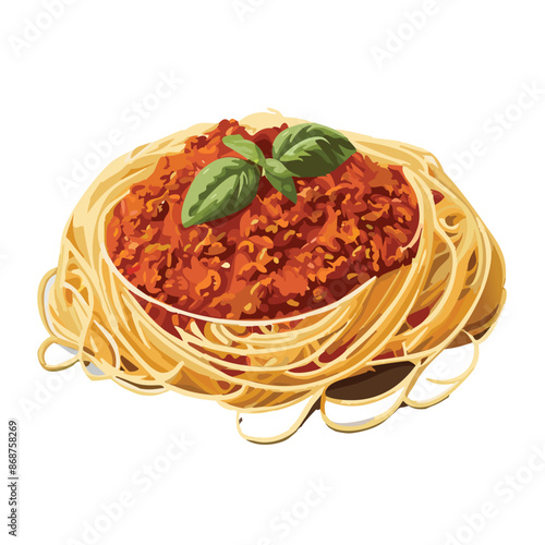 Vector illustration of Detailed Artwork of Spaghetti Bolognese