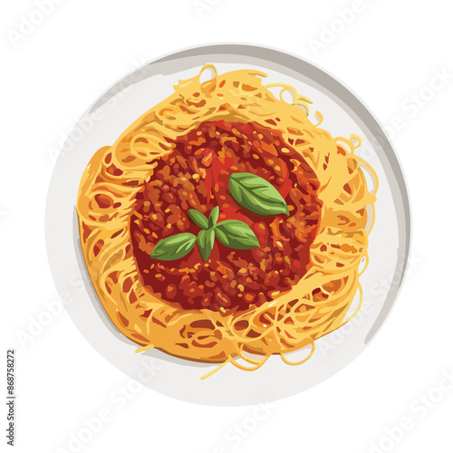 Vector illustration of Detailed Artwork of Spaghetti Bolognese