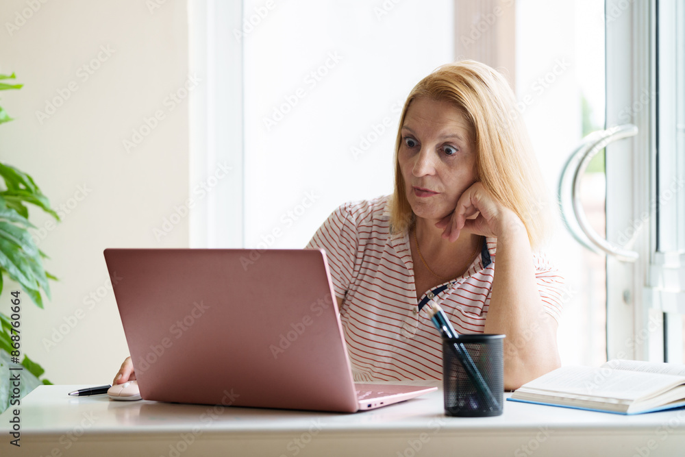 Woman with computer. Working female at laptop Woman with computer. Working female at laptop