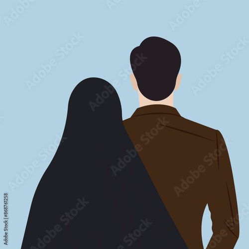 vector illustration of muslim couple