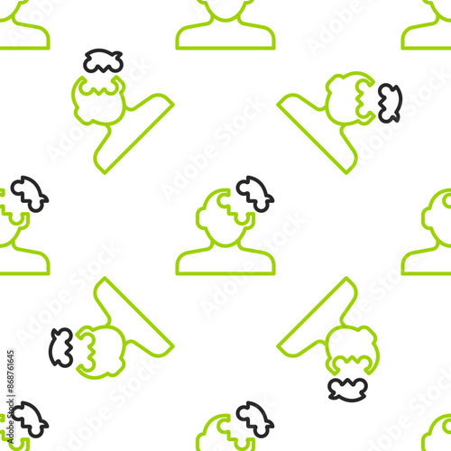 Line Solution to the problem in psychology icon isolated seamless pattern on white background. Puzzle. Therapy for mental health. Vector