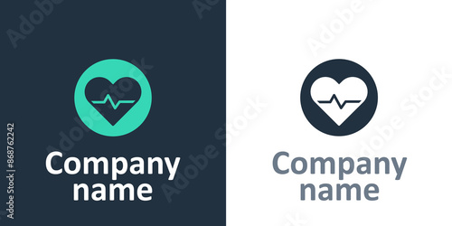 Logotype Heart rate icon isolated on white background. Heartbeat sign. Heart pulse icon. Cardiogram icon. Logo design template element. Vector