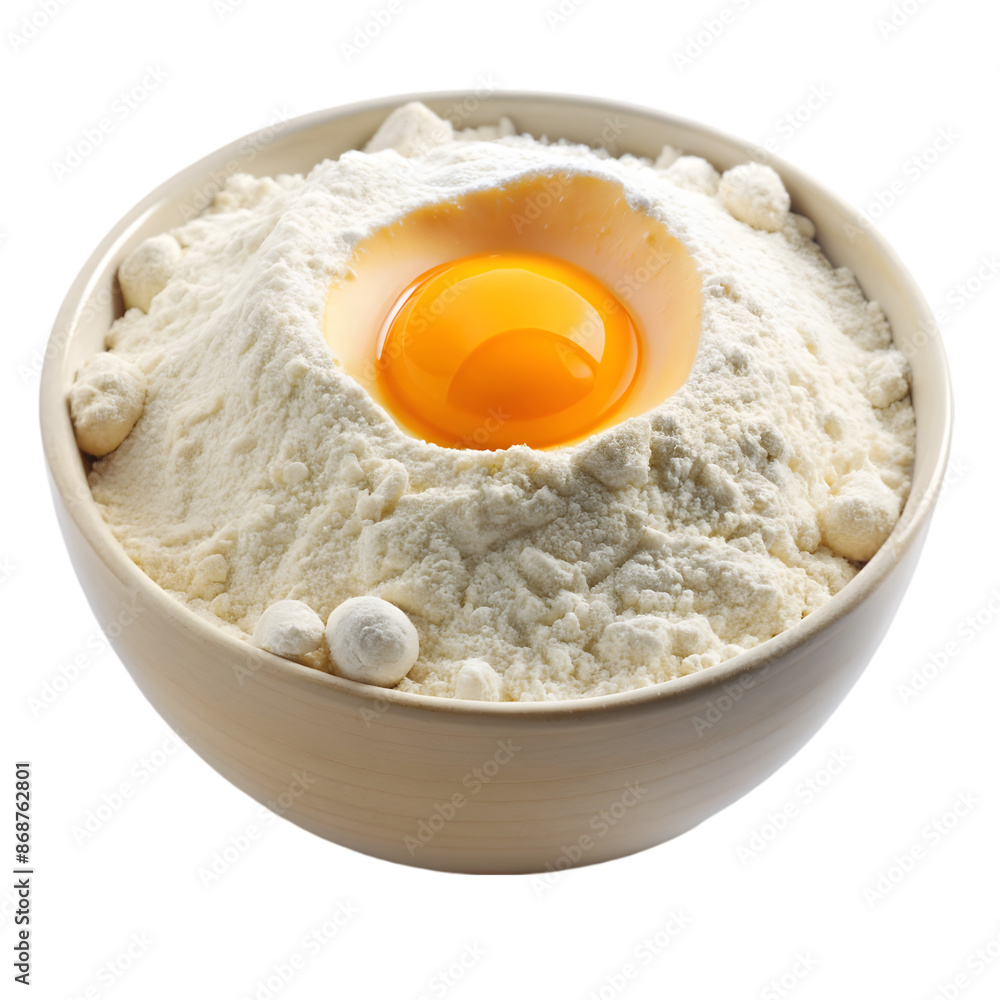 bowl of flour and egg yolk bowl of flour and egg yolk