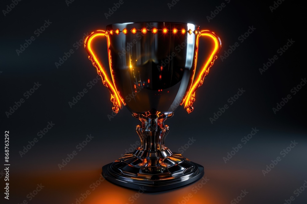 Award-Winning Trophy: Dark Gray Glass with Orange Neon Highlights Award-Winning Trophy: Dark Gray Glass with Orange Neon Highlights