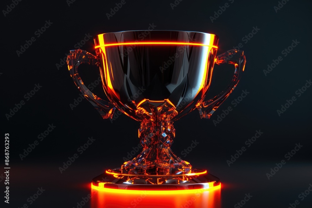 Futuristic Glass Trophy with Rounded Design and Neon Accents Futuristic Glass Trophy with Rounded Design and Neon Accents