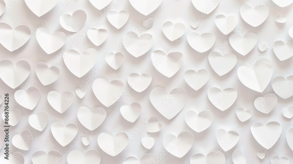 White paper hearts pattern on soft background creating a gentle scene