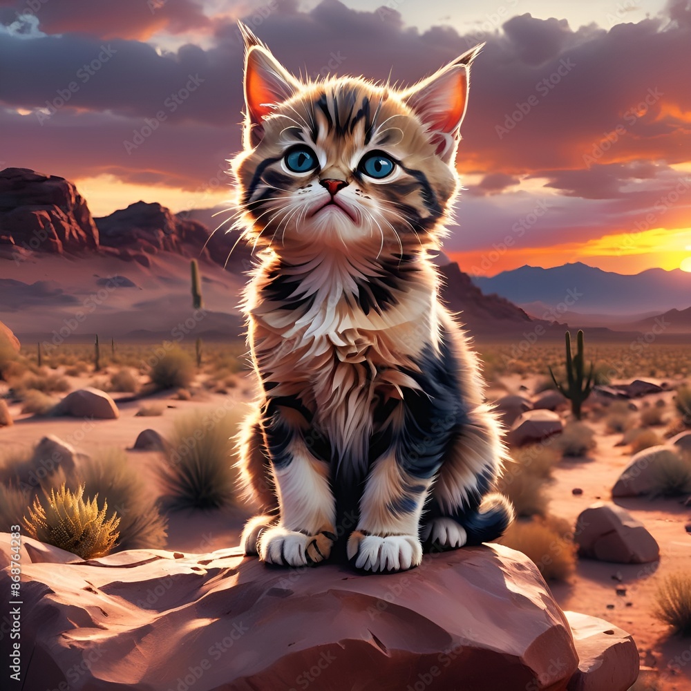 Obraz premium cat on the rock