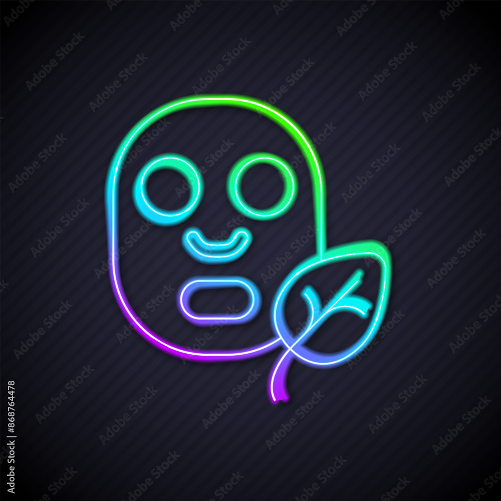 Glowing neon line Facial cosmetic mask icon isolated Glowing neon line background. Cosmetology, medicine and health care. Vector Glowing neon line Facial cosmetic mask icon isolated Glowing neon line background. Cosmetology, medicine and health care. Vector