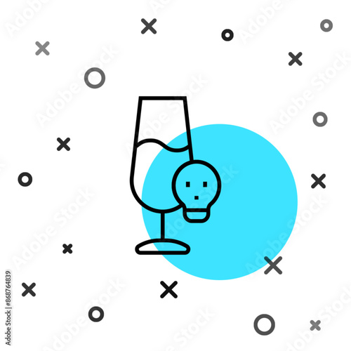 Black line Poisoned alcohol icon isolated on white background. Random dynamic shapes. Vector