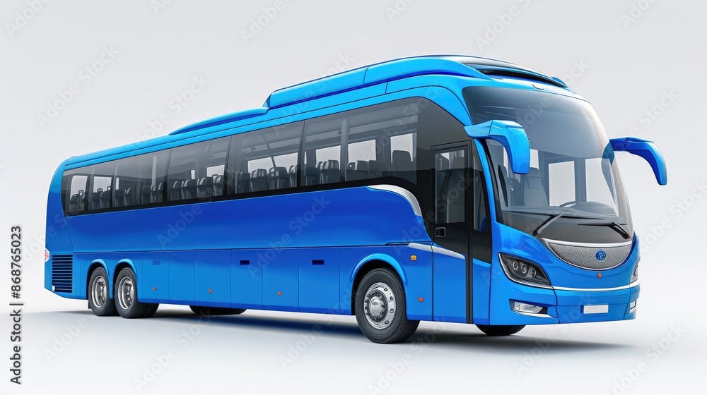 Sleek Blue Touring Bus Studio Shot Sleek Blue Touring Bus Studio Shot