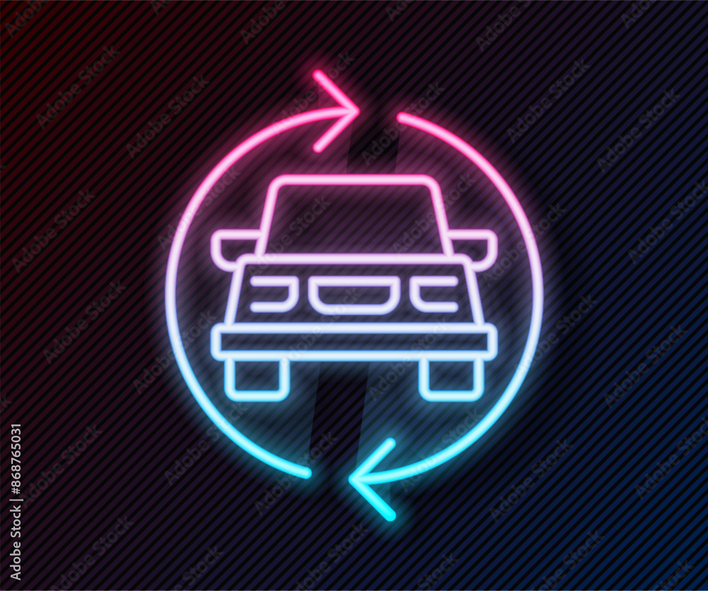 Glowing neon line Car service icon isolated on black background. Auto mechanic service. Repair service auto mechanic. Maintenance sign. Vector Glowing neon line Car service icon isolated on black background. Auto mechanic service. Repair service auto mechanic. Maintenance sign. Vector