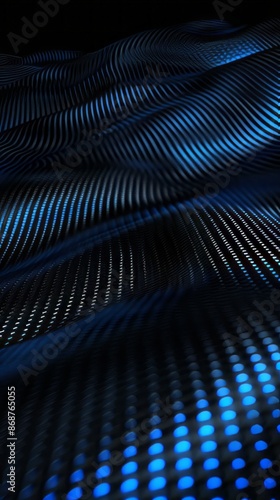 A dark background with blue and black carbon fiber lines, with simple shapes in the foreground