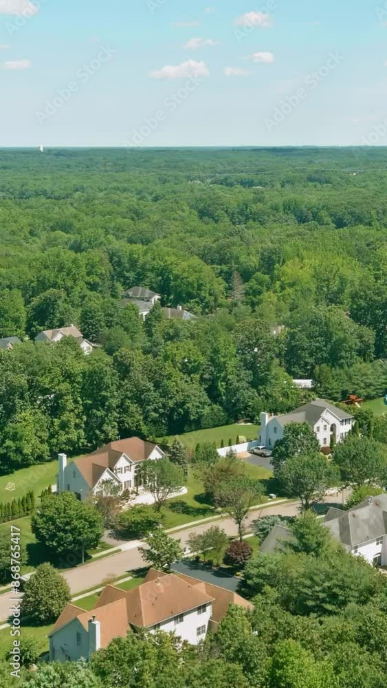 Located suburban area between forest areas in New Jersey, different built houses are arranged at different neighborhood scenic area