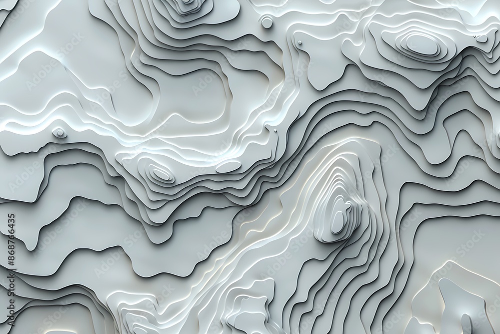 A topographic contour map in shades of gray, symbolizing mountains and valleys A topographic contour map in shades of gray, symbolizing mountains and valleys