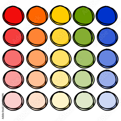 Colorful dots and circles, vibrant stacked rings