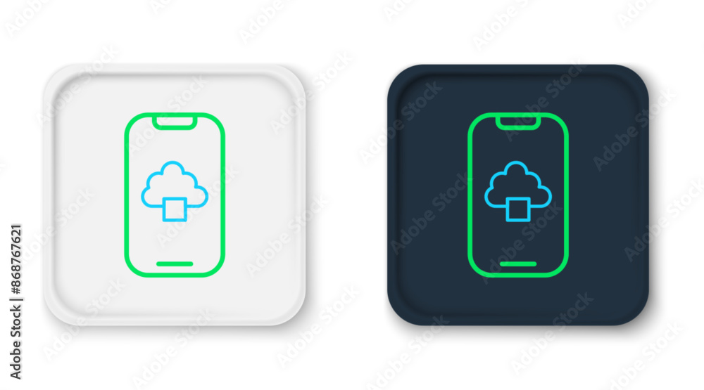 Line Cloud technology data transfer and storage icon isolated on white background. Colorful outline concept. Vector Line Cloud technology data transfer and storage icon isolated on white background. Colorful outline concept. Vector