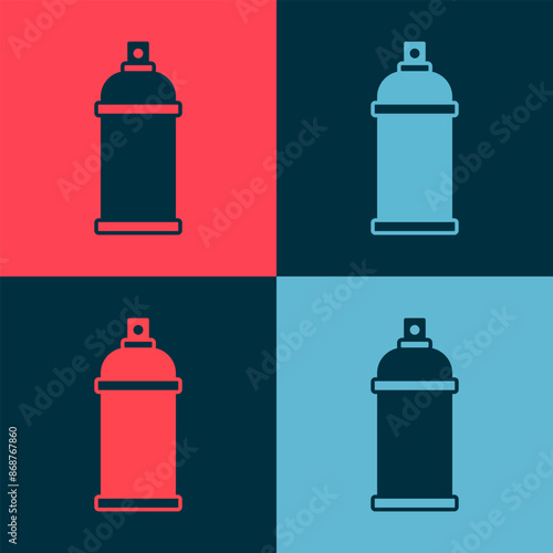 Pop art Paint spray can icon isolated on color background. Vector