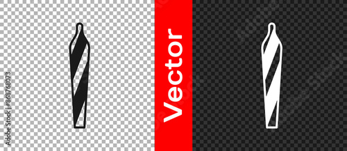 Black Marijuana joint, spliff icon isolated on transparent background. Cigarette with drug, marijuana cigarette rolled. Vector