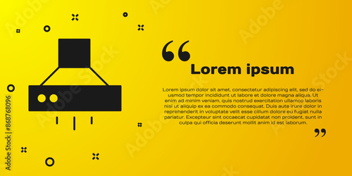 Black Kitchen extractor fan icon isolated on yellow background. Cooker hood. Kitchen exhaust. Household appliance. Vector