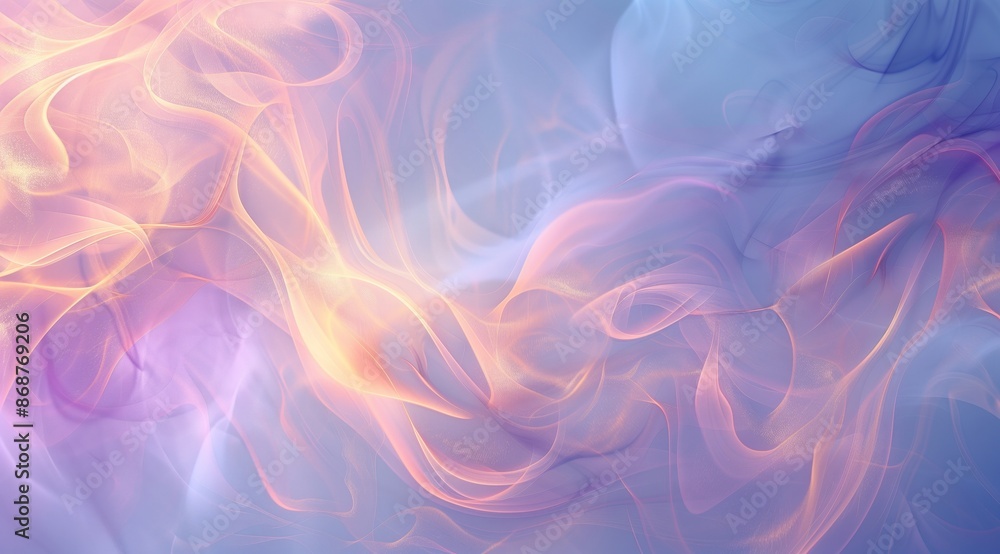 Fototapeta premium A soft background with a flowing gradient from blue to purple, with golden glowing lines.