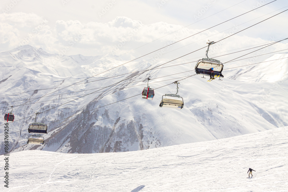 Gudauri ski resort in winter. Caucasus mountains in Georgia Gudauri ski resort in winter. Caucasus mountains in Georgia