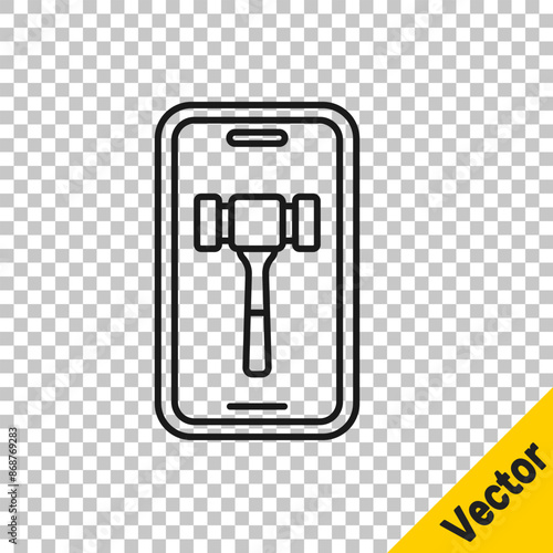 Black line Online auction icon isolated on transparent background. Bid sign. Auction bidding. Sale and buyers. Vector