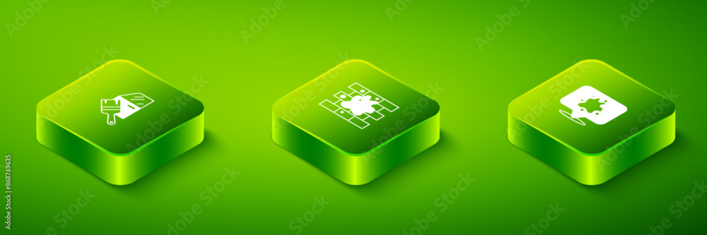 Set Isometric Painting the house, spray and Car painting icon. Vector Set Isometric Painting the house, spray and Car painting icon. Vector