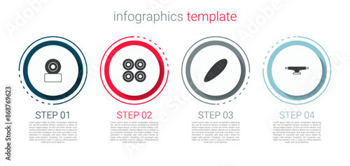 Set Skateboard wheel, , Longboard or skateboard and . Business infographic template. Vector