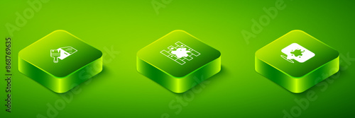 Set Isometric Painting the house, spray and Car painting icon. Vector