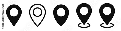 Location icon set, Map pin place marker. location pointer icon symbol in flat style. Red Location pin icon, Navigation sign