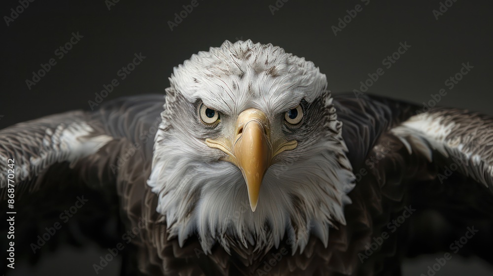 Fototapeta premium Close-up of a Bald Eagle with outstretched wings in dramatic pose
