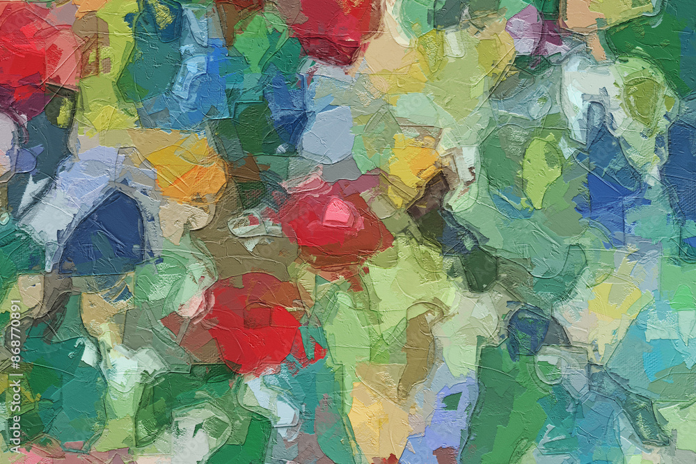 Naklejka premium The abstract beauty of oil paintings and various flowers, cats, dogs, birds, lotus leaves, lotus flowers, and chrysanthemums