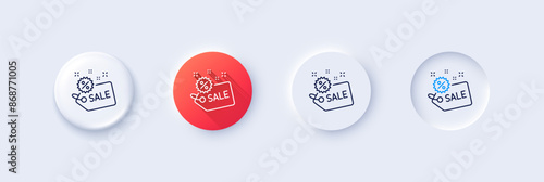 Sale tag line icon. Neumorphic, Red gradient, 3d pin buttons. Shopping discount sign. Clearance symbol. Line icons. Neumorphic buttons with outline signs. Vector